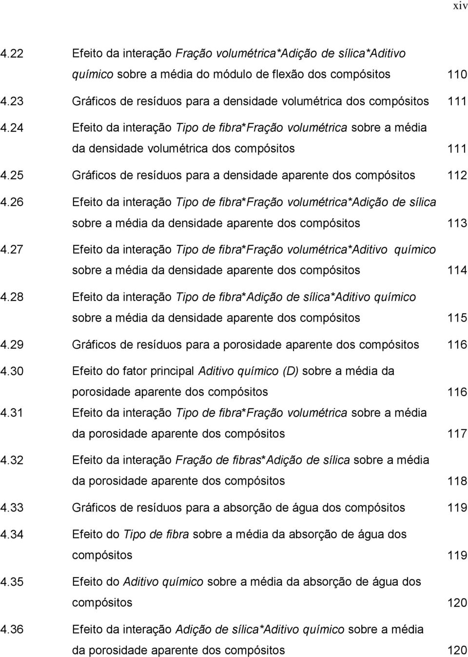 25 Gráficos de resíduos para a densidade aparente dos compósitos 112 4.