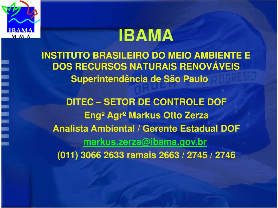 Engº Agrº Markus Otto Zerza Analista Ambiental / Gerente Estadual