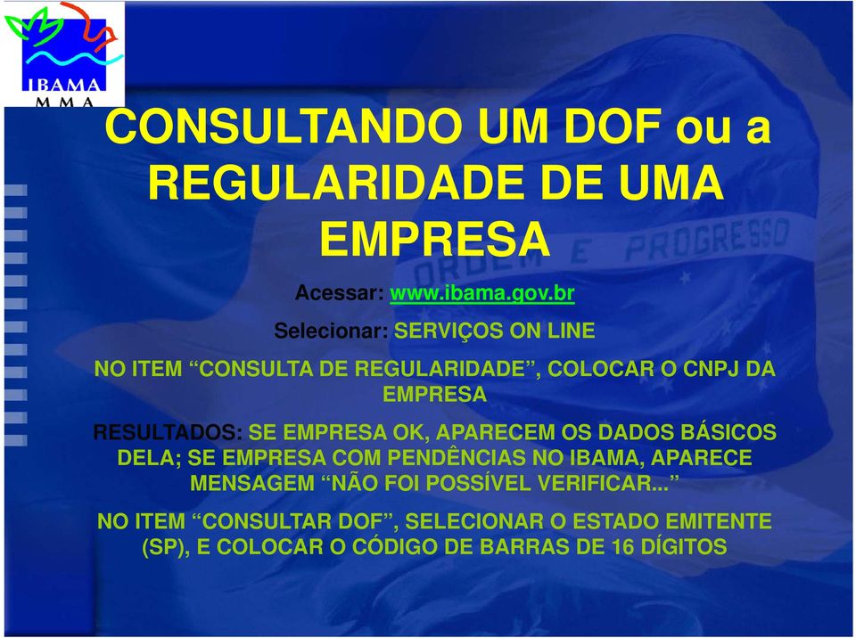 RESULTADOS: SE EMPRESA OK, APARECEM OS DADOS BÁSICOS DELA; SE EMPRESA COM PENDÊNCIAS NO IBAMA, APARECE