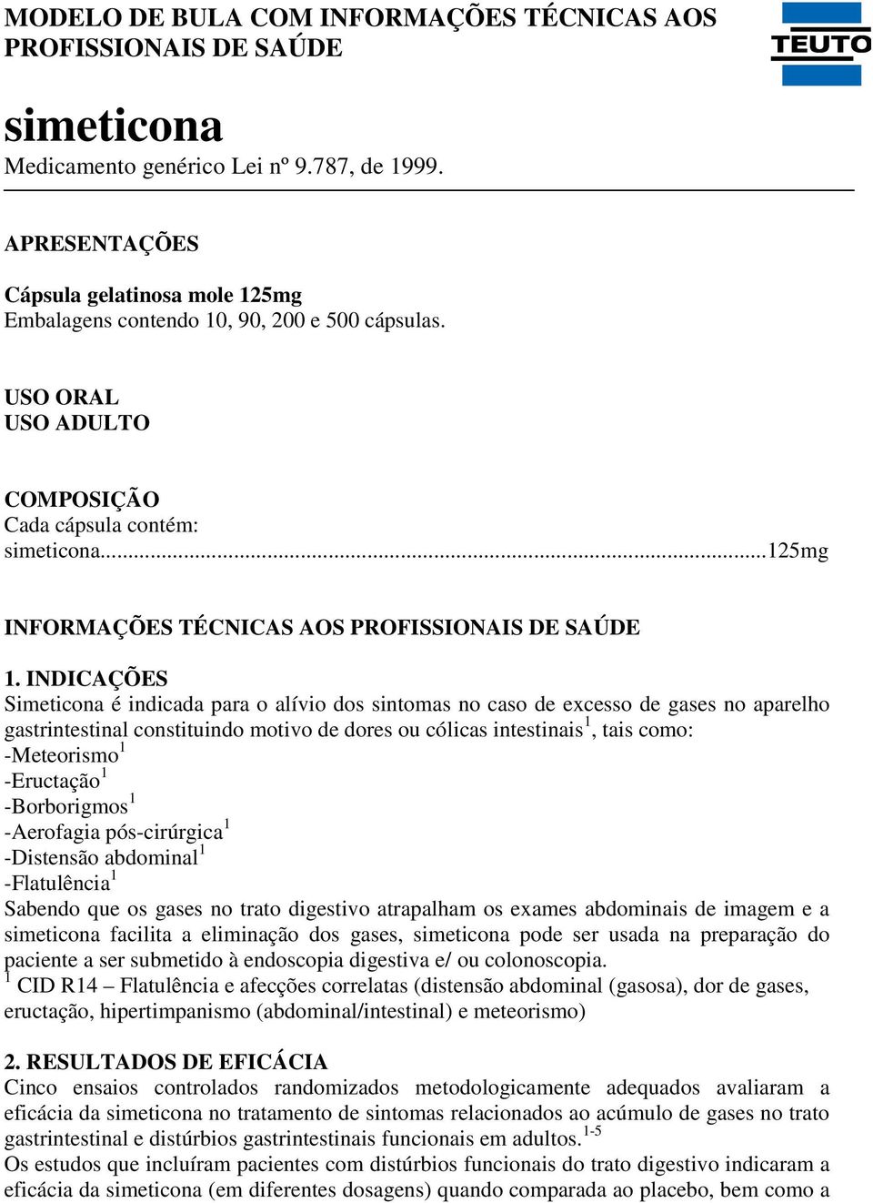 ..125mg INFORMAÇÕES TÉCNICAS AOS PROFISSIONAIS DE SAÚDE 1.