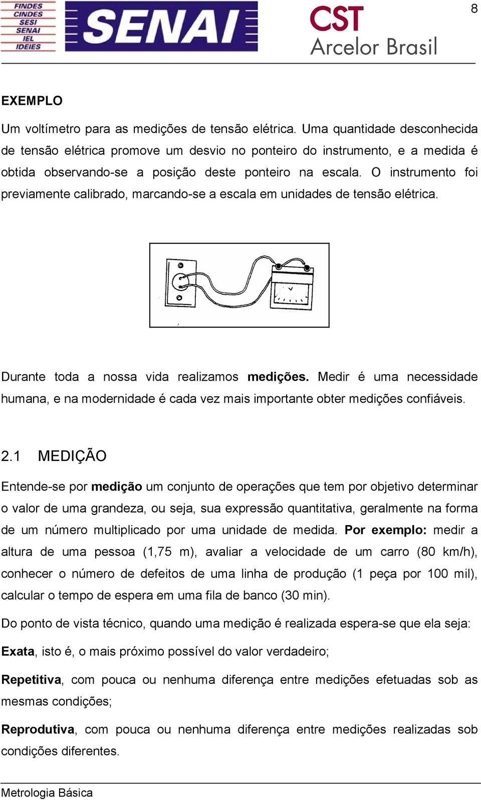 O instrumento foi previamente calibrado, marcando-se a escala em unidades de tensão elétrica. Durante toda a nossa vida realizamos medições.