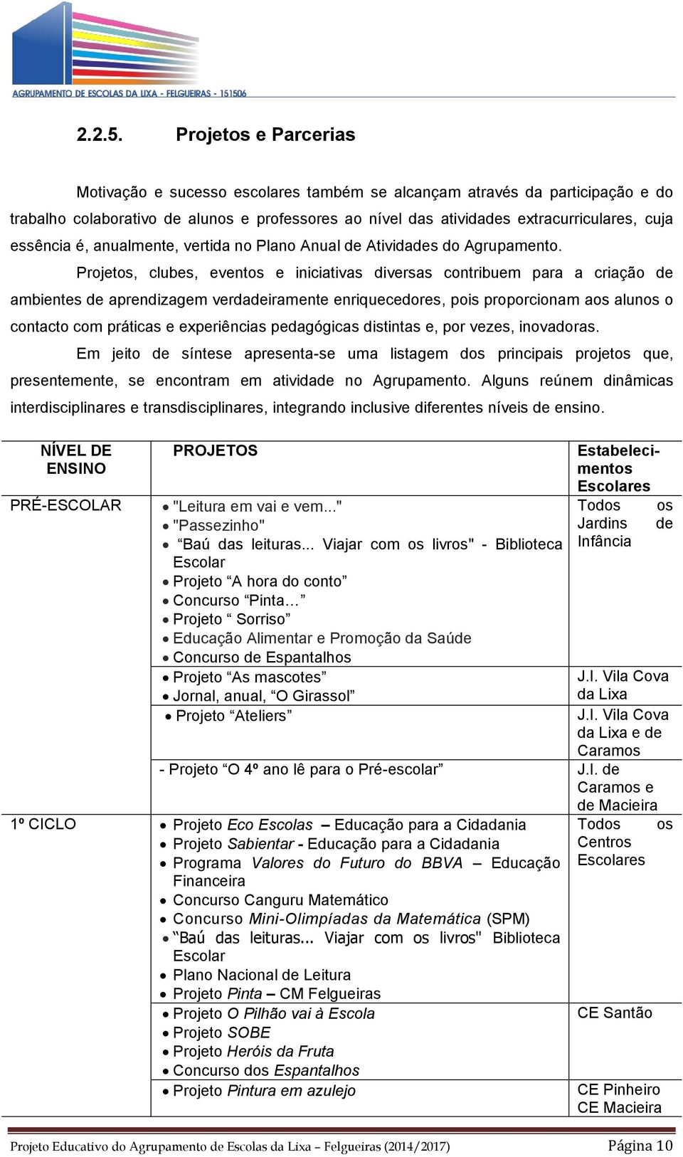 essência é, anualmente, vertida no Plano Anual de Atividades do Agrupamento.