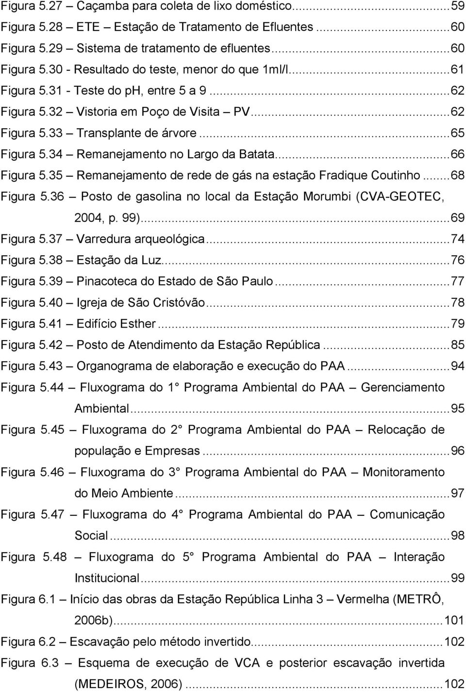 35 Remanejamento de rede de gás na estação Fradique Coutinho...68 Figura 5.36 Posto de gasolina no local da Estação Morumbi (CVA-GEOTEC, 2004, p. 99)...69 Figura 5.37 Varredura arqueológica.