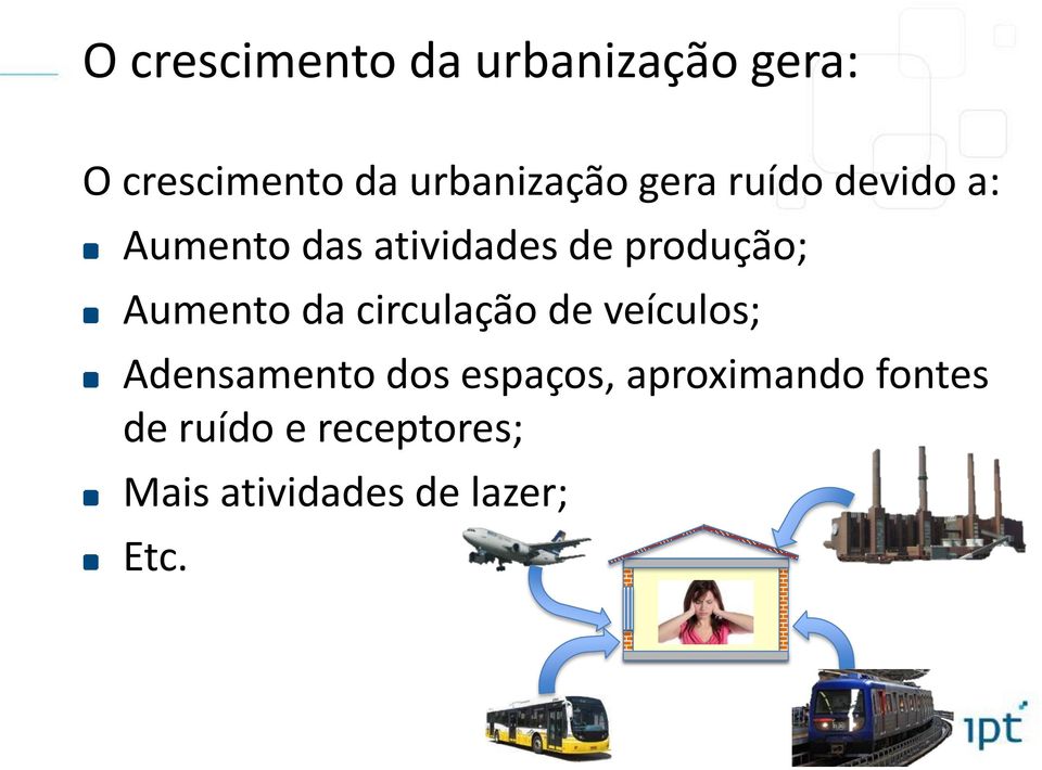 Aumento da circulação de veículos; Adensamento dos espaços,