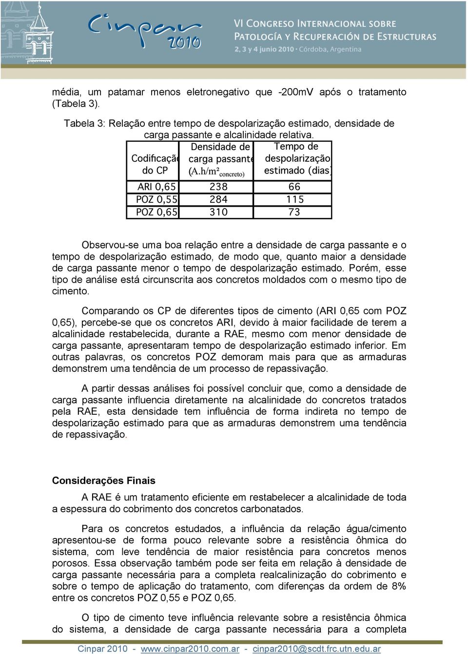 Porém, esse tipo de análise está circunscrita aos concretos moldados com o mesmo tipo de cimento.