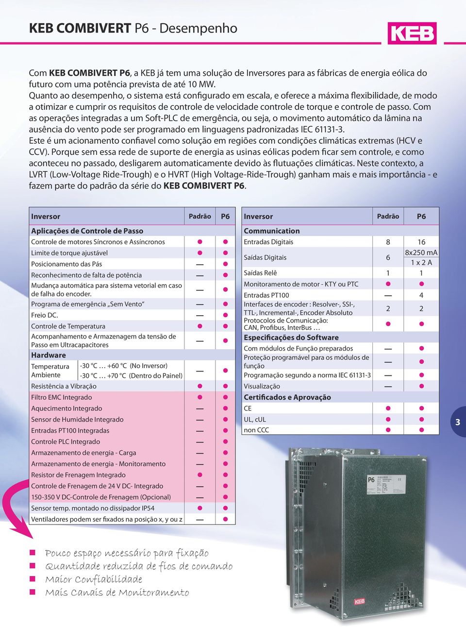 Com as operações integradas a um Soft-PLC de emergência, ou seja, o movimento automático da lâmina na ausência do vento pode ser programado em linguagens padronizadas IEC 61131-3.