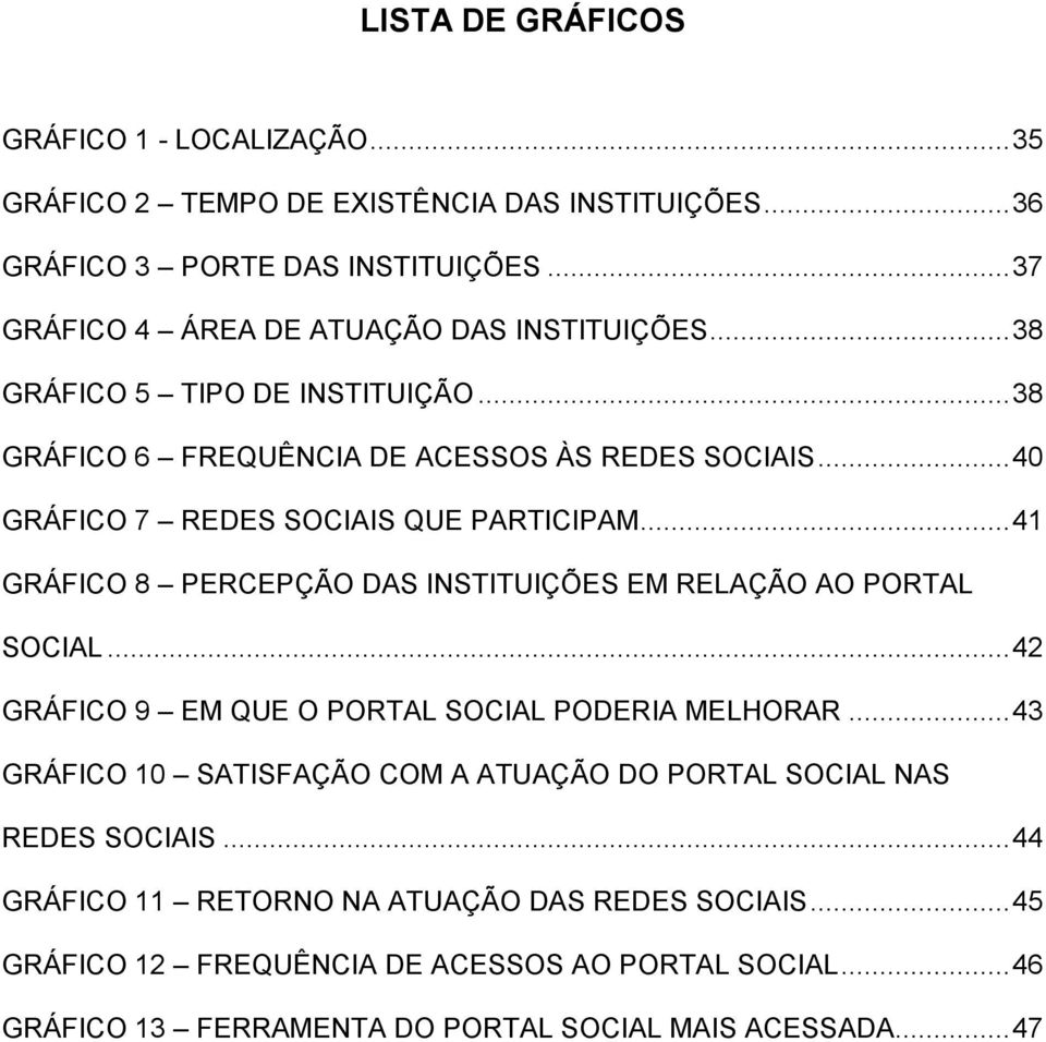 .. 40 GRÁFICO 7 REDES SOCIAIS QUE PARTICIPAM... 41 GRÁFICO 8 PERCEPÇÃO DAS INSTITUIÇÕES EM RELAÇÃO AO PORTAL SOCIAL... 42 GRÁFICO 9 EM QUE O PORTAL SOCIAL PODERIA MELHORAR.