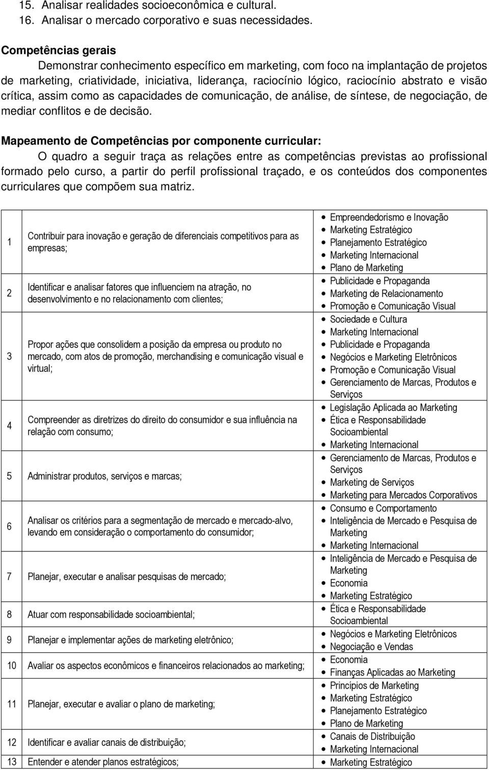 visão crítica, assim como as capacidades de comunicação, de análise, de síntese, de negociação, de mediar conflitos e de decisão.