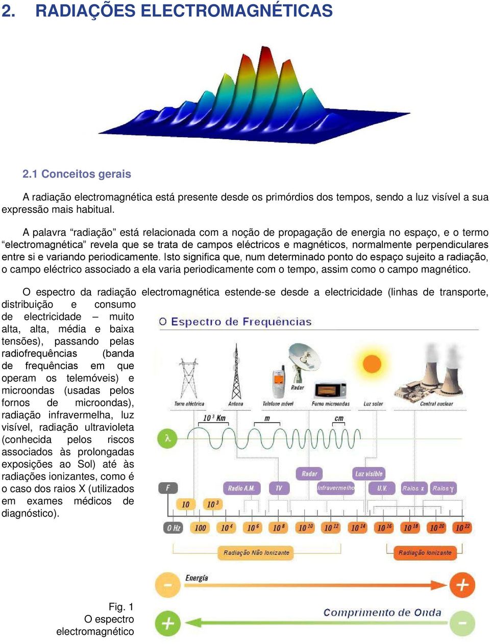 si e variando periodicamente. Isto significa que, num determinado ponto do espaço sujeito a radiação, o campo eléctrico associado a ela varia periodicamente com o tempo, assim como o campo magnético.