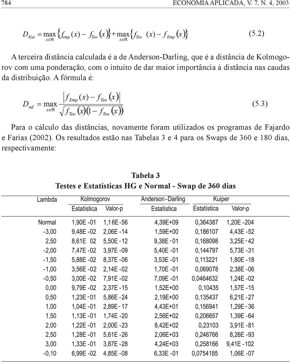 de dar maior importância à distância nas caudas da distribuição. A fórmula é: (5.