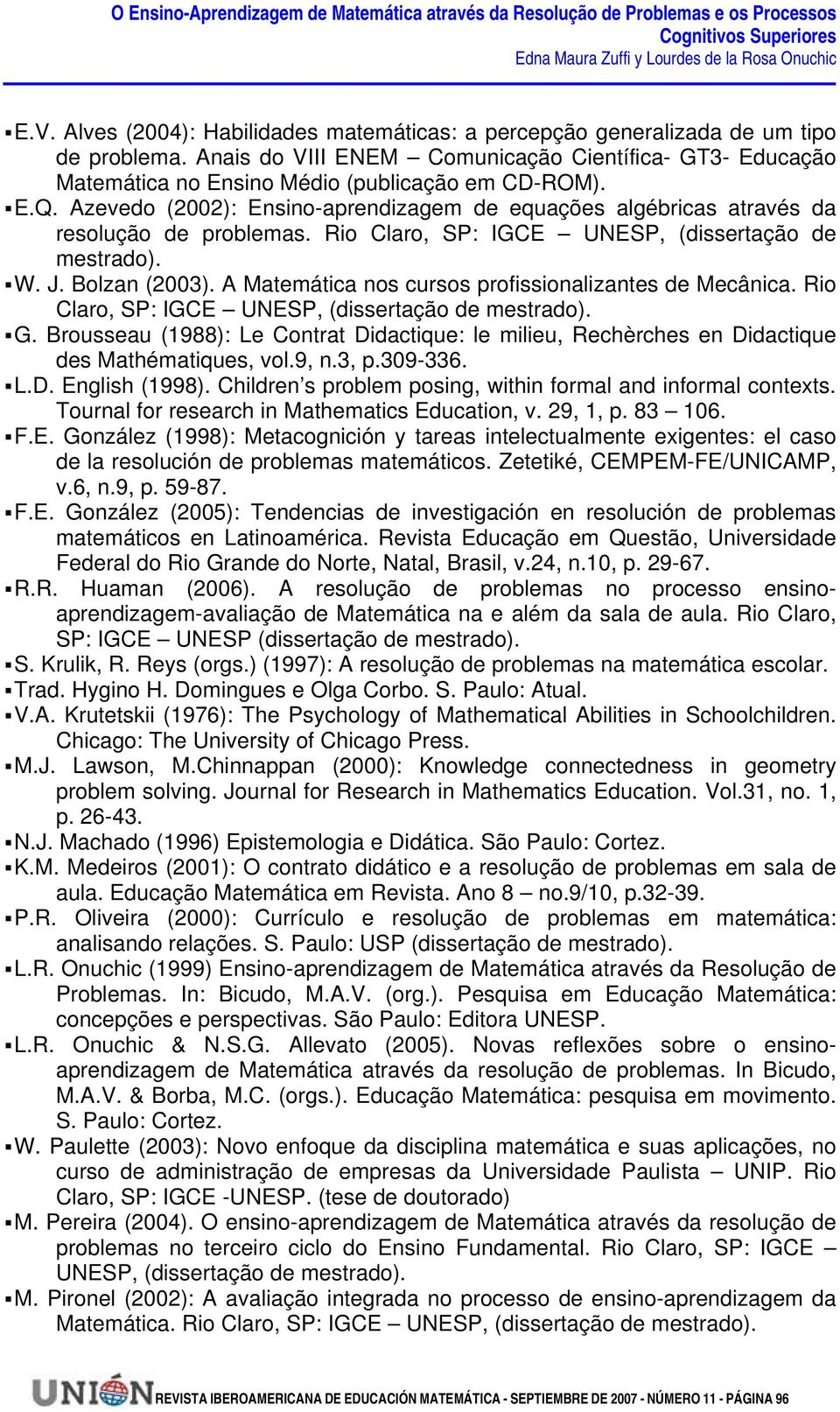 A Matemática nos cursos profissionalizantes de Mecânica. Rio Claro, SP: IGCE UNESP, (dissertação de mestrado). G.