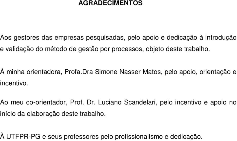 Dra Simone Nasser Matos, pelo apoio, orientação e incentivo. Ao meu co-orientador, Prof. Dr.