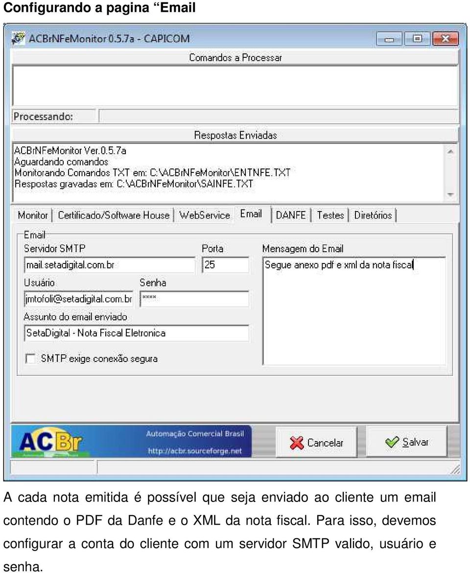 Danfe e o XML da nota fiscal.