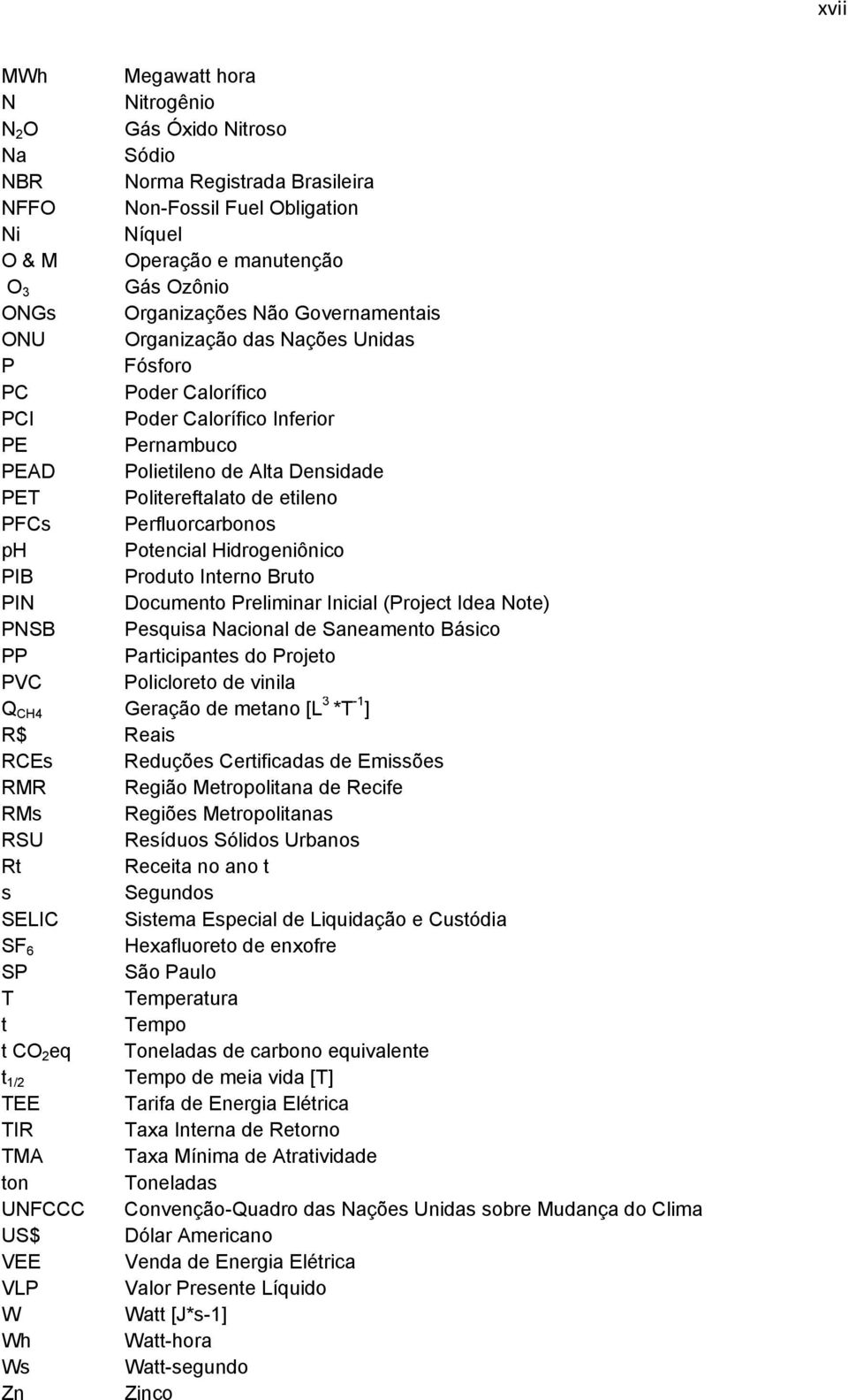 etileno PFCs Perfluorcarbonos ph Potencial Hidrogeniônico PIB Produto Interno Bruto PIN Documento Preliminar Inicial (Project Idea Note) PNSB Pesquisa Nacional de Saneamento Básico PP Participantes