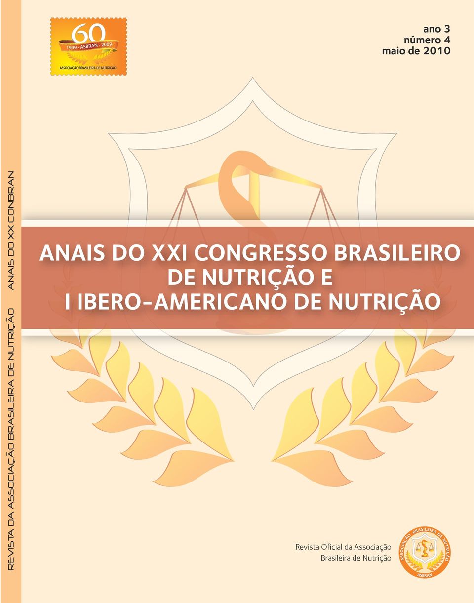 3 número 4 maio de 2010 ANAIS DO XXI CONGRESSO BRASILEIRO DE NUTRIÇÃO E