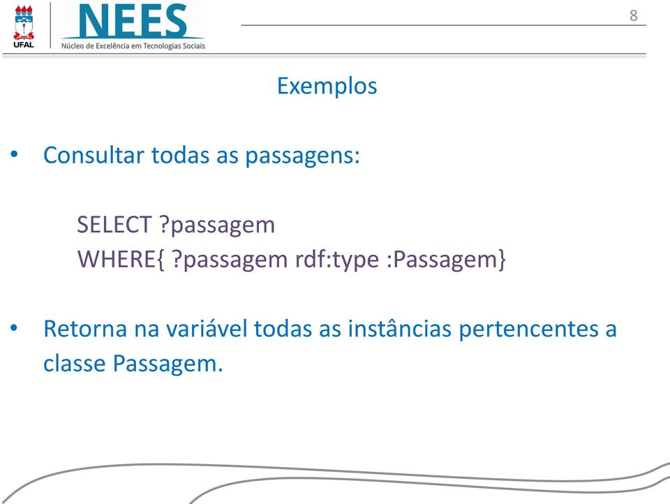 passagem rdf:type :Passagem} Retorna na