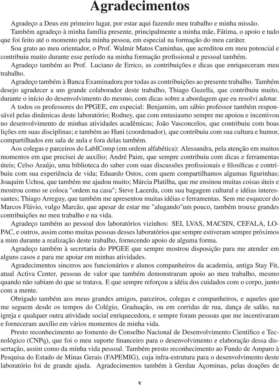 Sou grato ao meu orientador, o Prof. Walmir Matos Caminhas, que acreditou em meu potencial e contribuiu muito durante esse período na minha formação profissional e pessoal também.