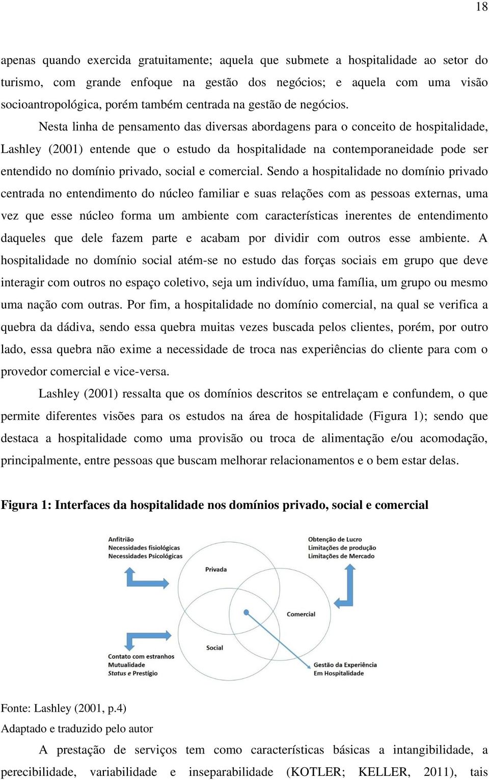 Nesta linha de pensamento das diversas abordagens para o conceito de hospitalidade, Lashley (2001) entende que o estudo da hospitalidade na contemporaneidade pode ser entendido no domínio privado,