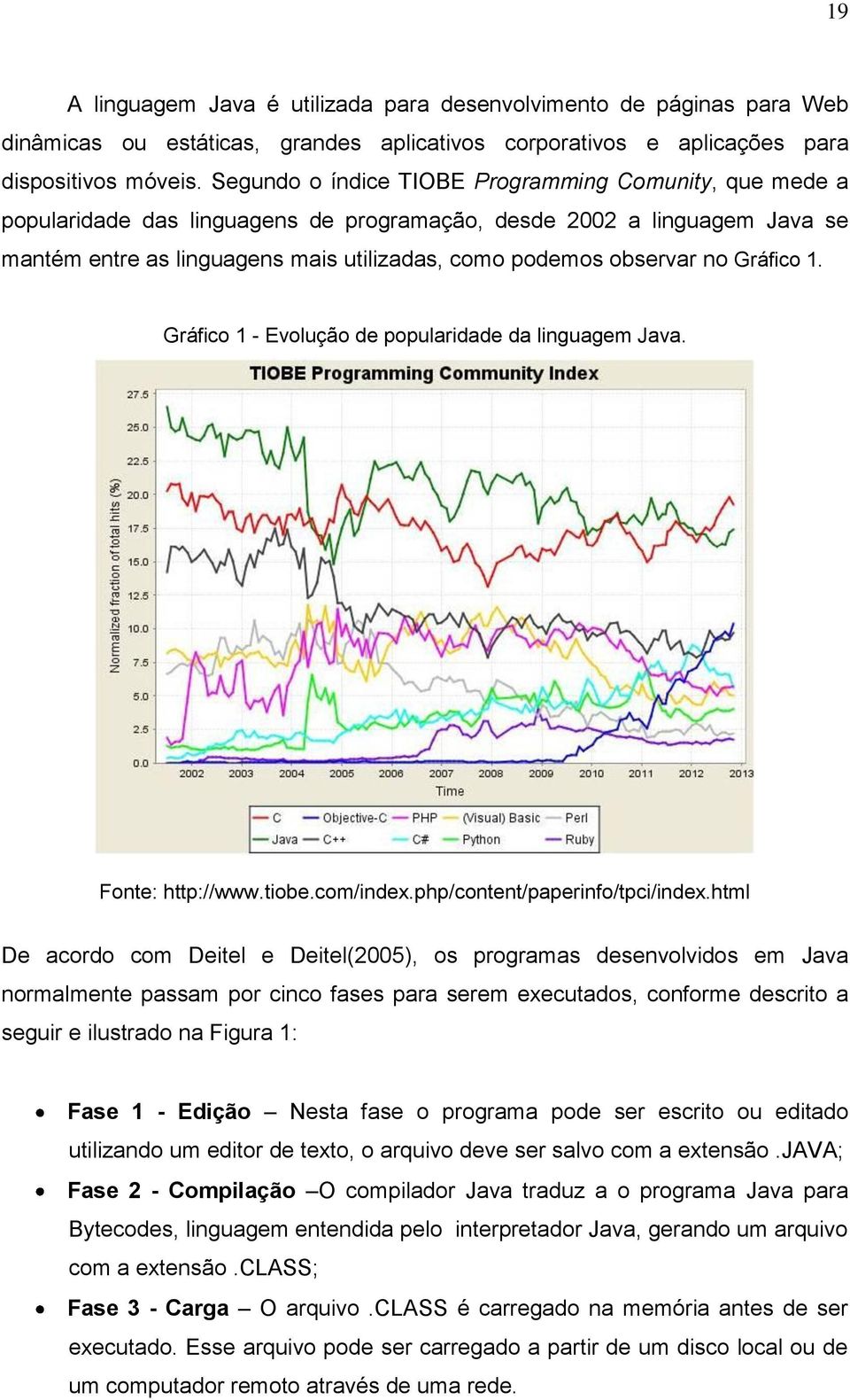 Gráfico 1. Gráfico 1 - Evolução de popularidade da linguagem Java. Fonte: http://www.tiobe.com/index.php/content/paperinfo/tpci/index.