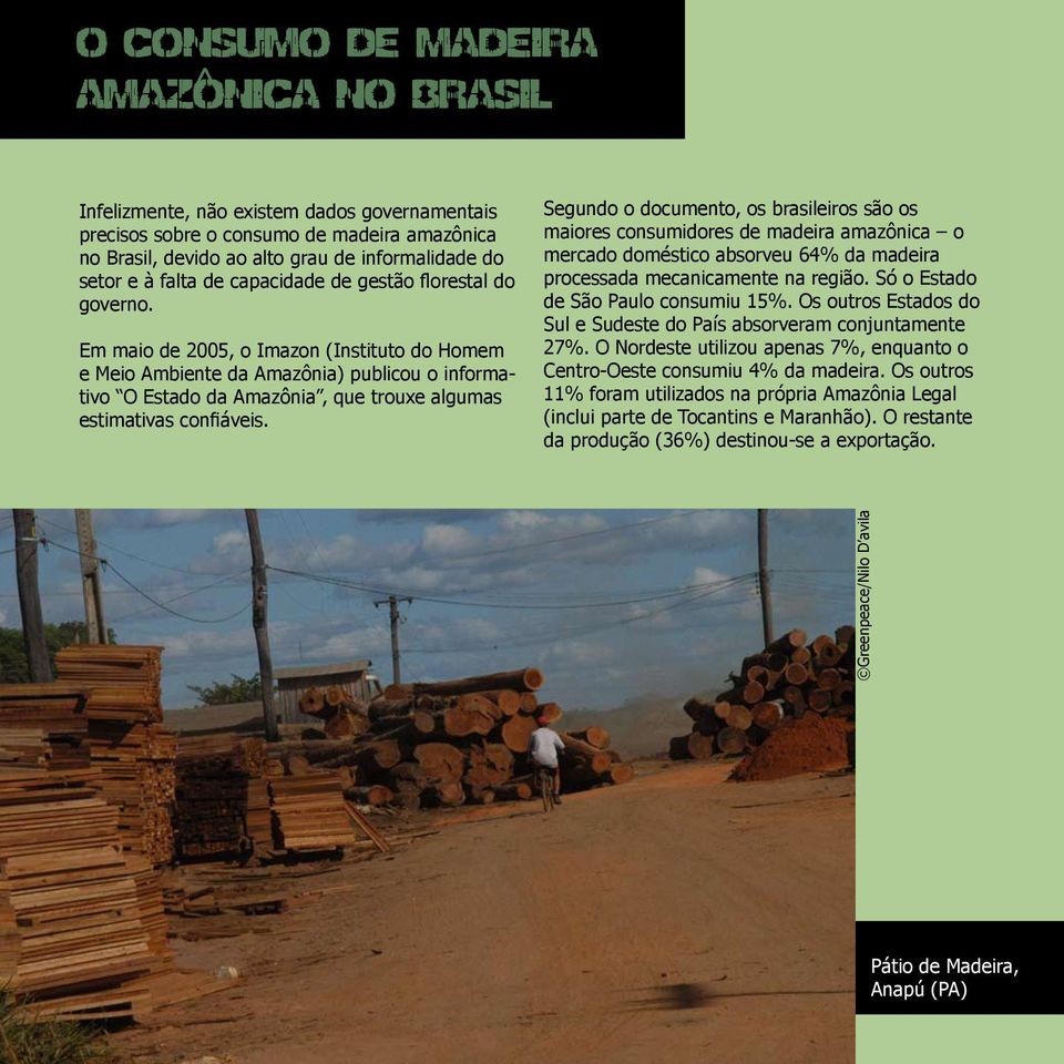 Em maio de 2005, o Imazon (Instituto do Homem e Meio Ambiente da Amazônia) publicou o informativo O Estado da Amazônia, que trouxe algumas estimativas confiáveis.
