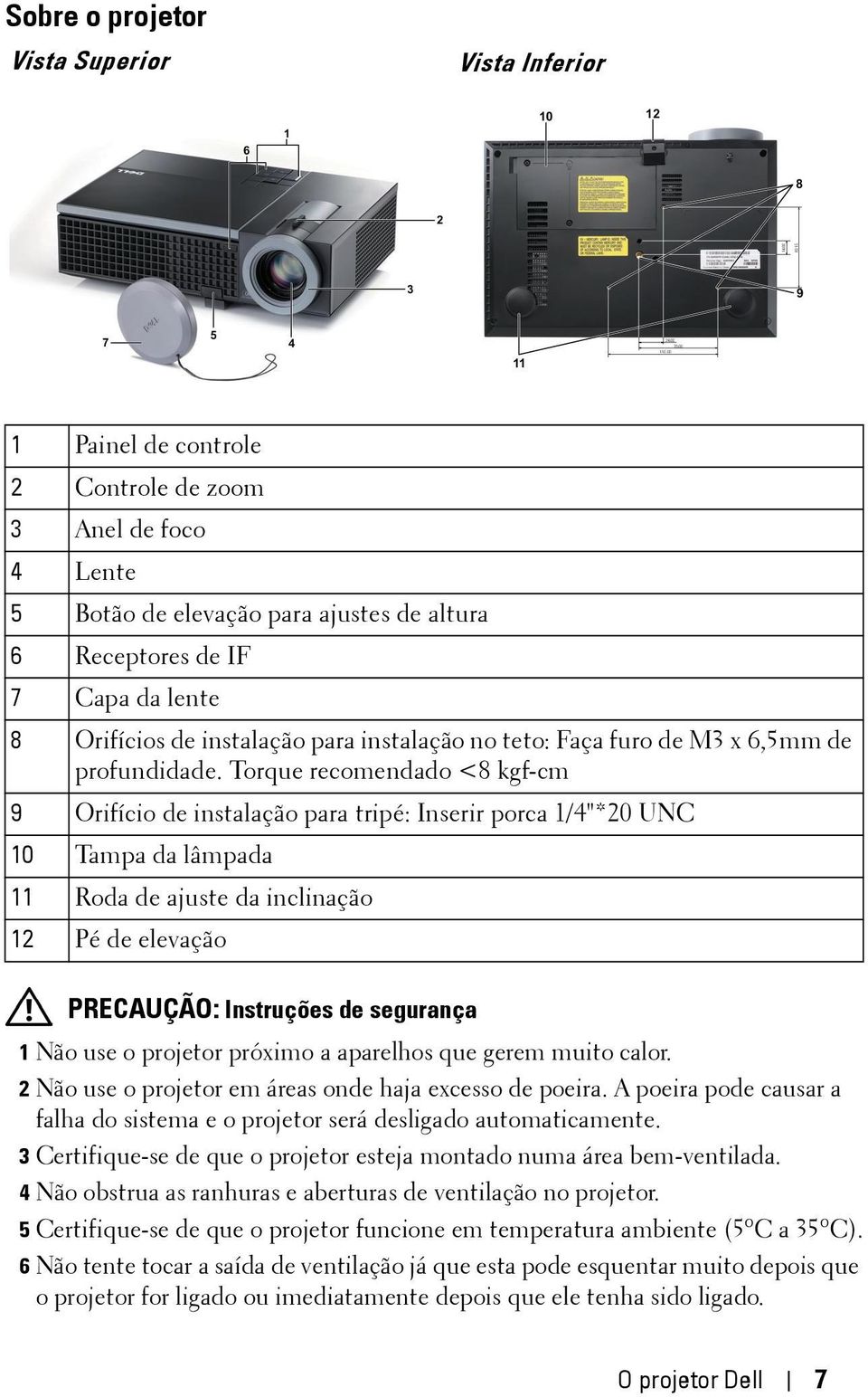 no teto: Faça furo de M3 x 6,5mm de profundidade.