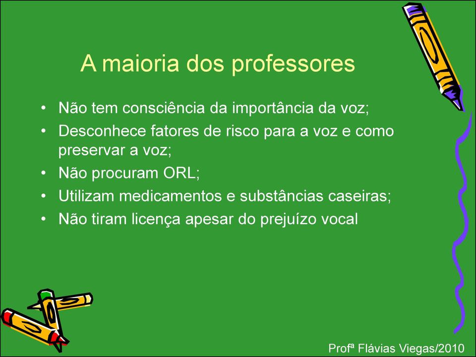 e como preservar a voz; Não procuram ORL; Utilizam