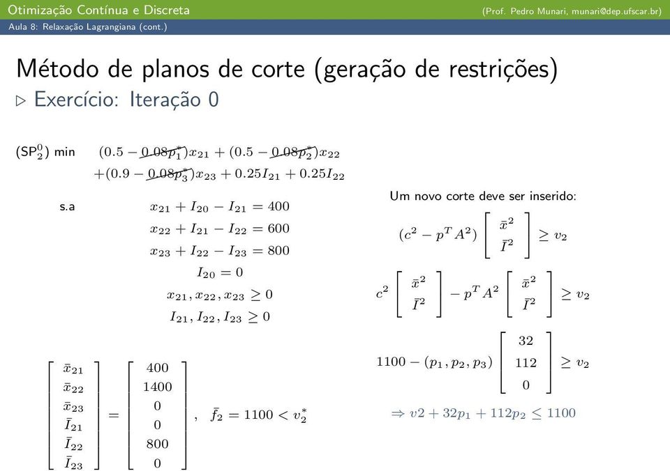 a x 21 + I 20 I 21 = 400 x 22 + I 21 I 22 = 600 x 23 + I 22 I 23 = 800 I 20 = 0 x 21, x 22, x 23 0 I 21, I 22, I 23 0 x 21