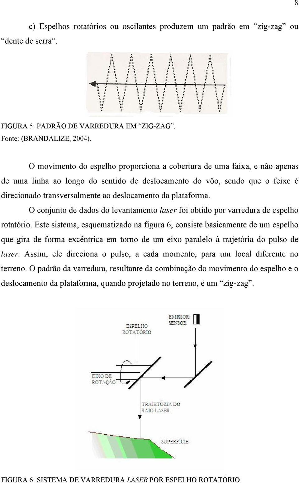 plataforma. O conjunto de dados do levantamento laser foi obtido por varredura de espelho rotatório.