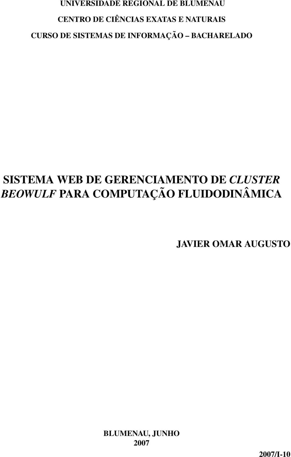 SISTEMA WEB DE GERENCIAMENTO DE CLUSTER BEOWULF PARA