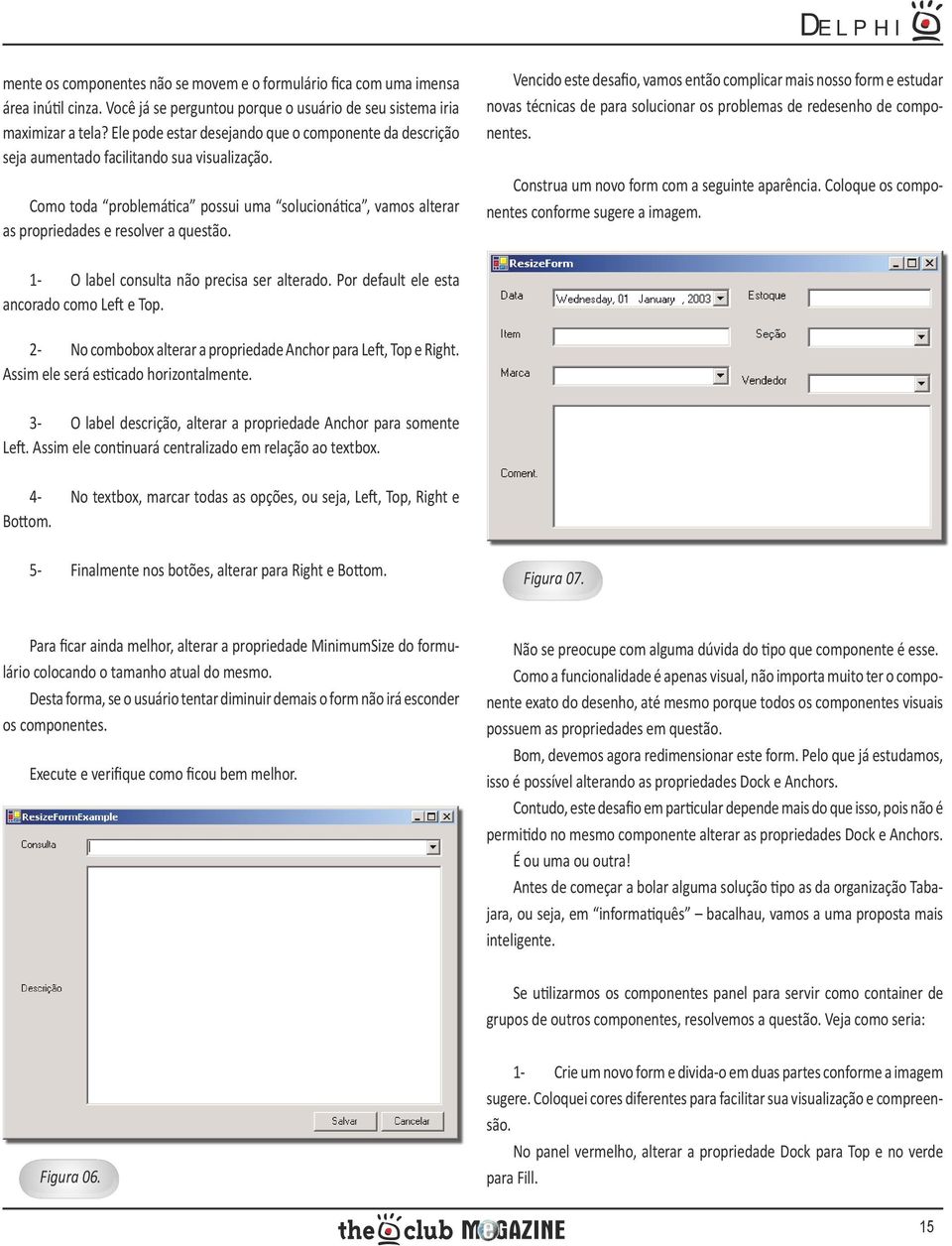 Vencido este desafio, vamos então complicar mais nosso form e estudar novas técnicas de para solucionar os problemas de redesenho de componentes. Construa um novo form com a seguinte aparência.