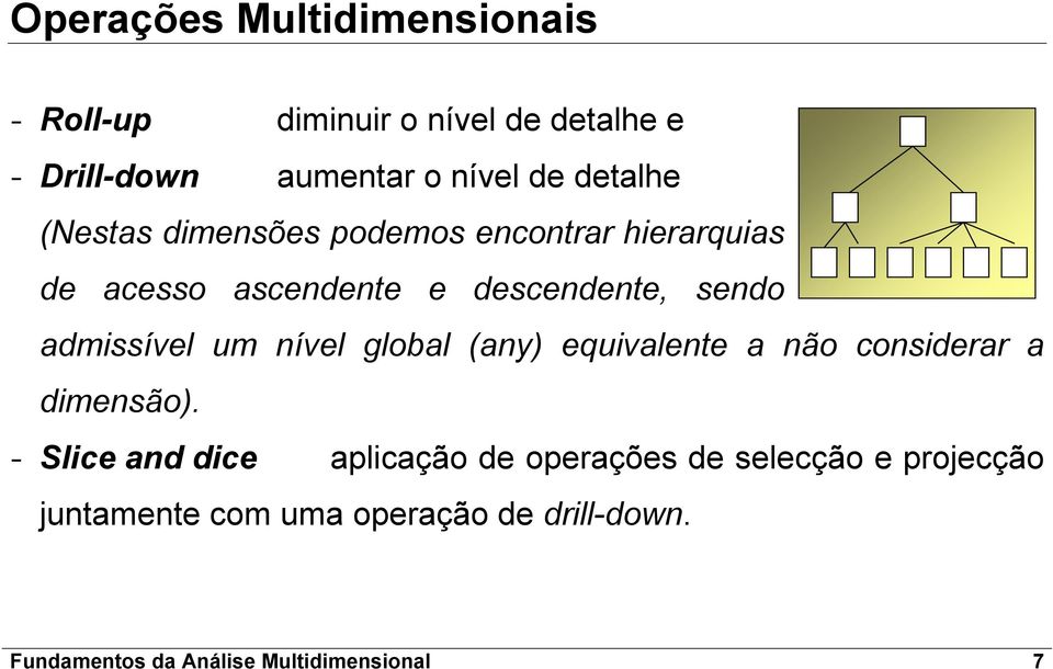 admissível um nível global (any) equivalente a não considerar a dimensão).