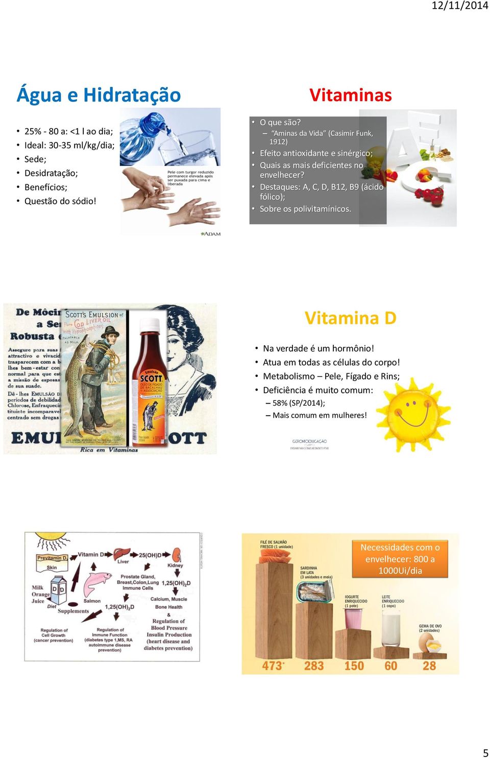 Destaques: A, C, D, B12, B9 (ácido fólico); Sobre os polivitamínicos. Vitamina D Na verdade é um hormônio!