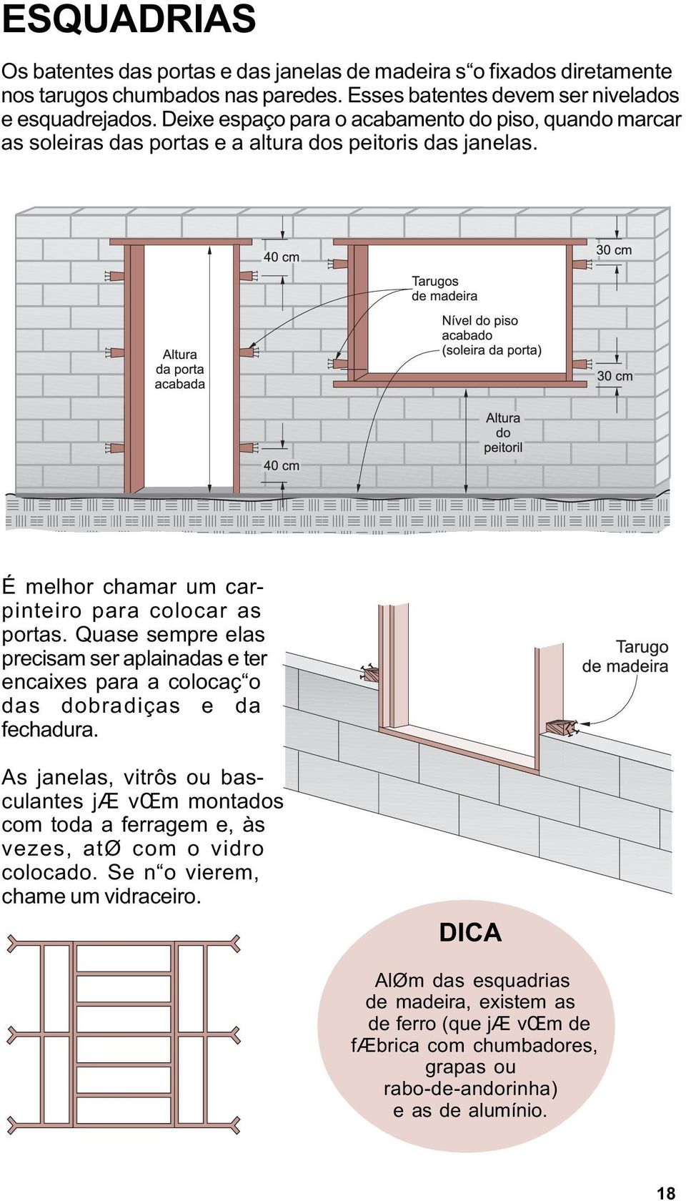 Quase sempre elas precisam ser aplainadas e ter encaixes para a colocaç o das dobradiças e da fechadura.