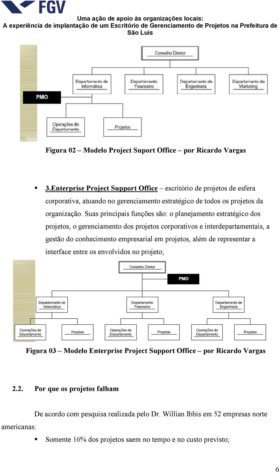 Suas principais funções são: o planejamento estratégico dos projetos, o gerenciamento dos projetos corporativos e interdepartamentais, a gestão do conhecimento empresarial em