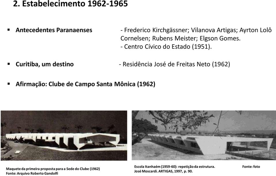 Curitiba, um destino - Residência José de Freitas Neto (1962) Afirmação: Clube de Campo Santa Mônica (1962) Maquete da