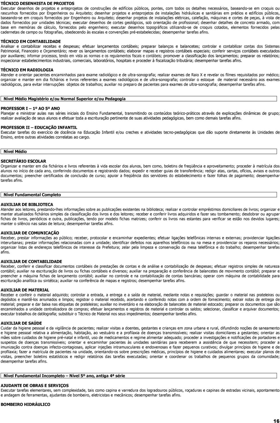 Arquiteto; desenhar projetos de instalações elétricas, calefação, máquinas e cortes de peças, à vista de dados fornecidos por unidades técnicas; executar desenhos de cortes geológicos, sob orientação