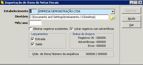 Eliminar registros existentes; Listar registros com advertência.