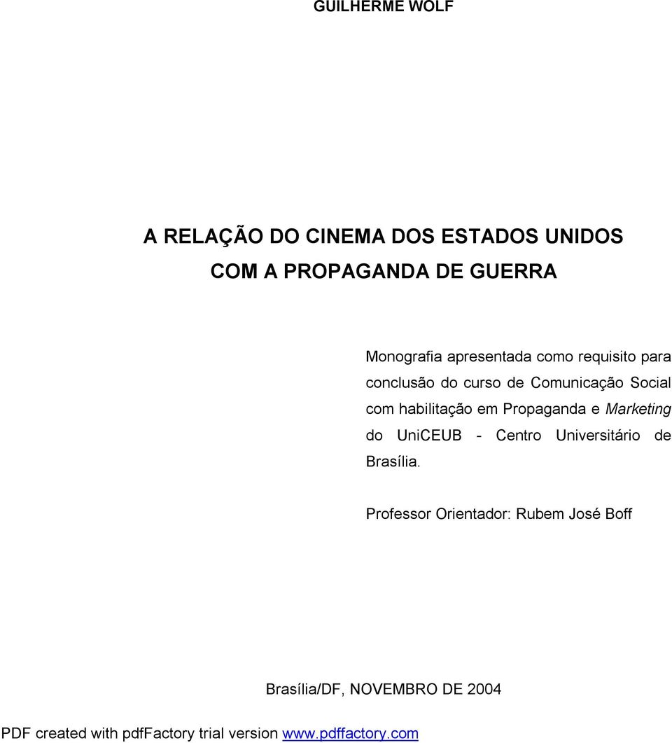 Social com habilitação em Propaganda e Marketing do UniCEUB - Centro