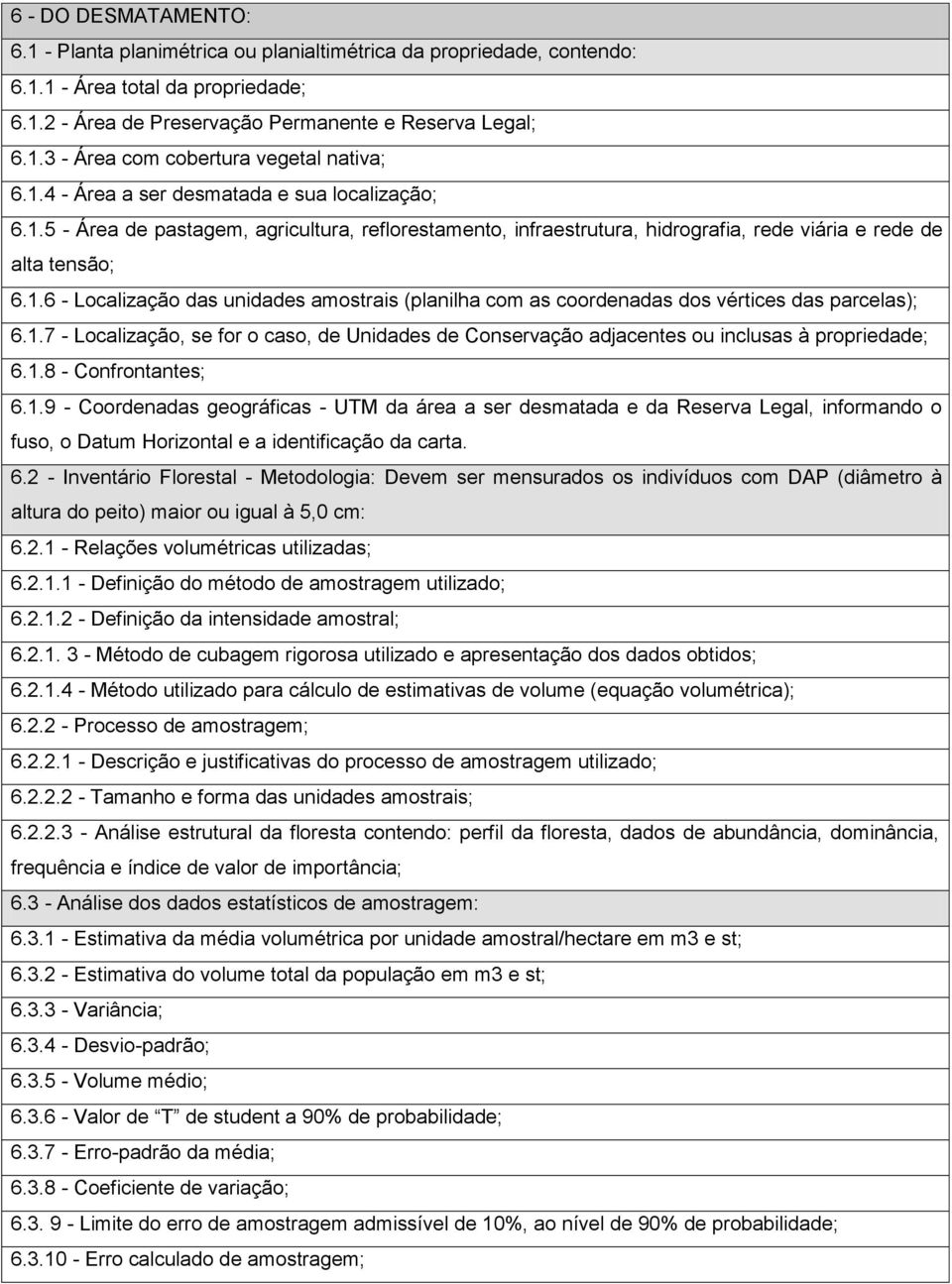 1.7 - Localização, se for o caso, de Unidades de Conservação adjacentes ou inclusas à propriedade; 6.1.8 - Confrontantes; 6.1.9 - Coordenadas geográficas - UTM da área a ser desmatada e da Reserva Legal, informando o fuso, o Datum Horizontal e a identificação da carta.