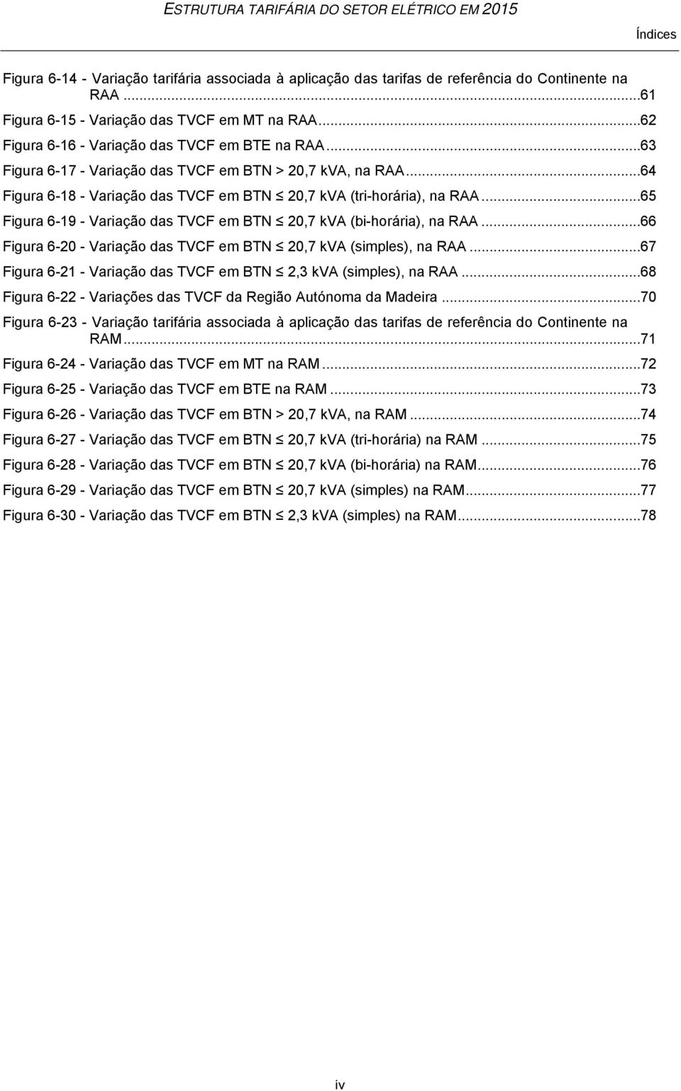 .. 65 Figura 6-19 - Variação das TVCF em BTN 20,7 kva (bi-horária), na RAA... 66 Figura 6-20 - Variação das TVCF em BTN 20,7 kva (simples), na RAA.