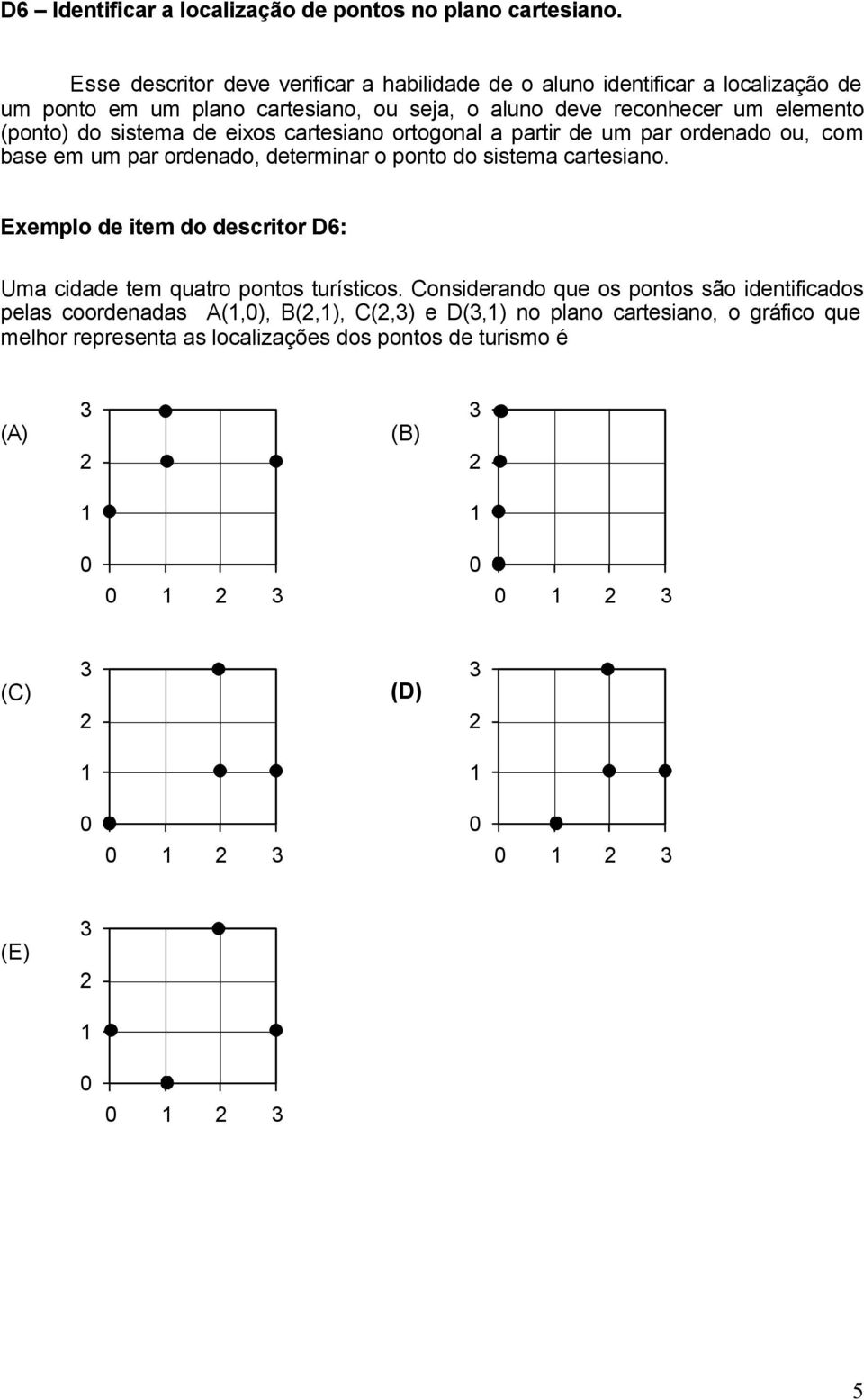 (ponto) do sistema de eixos cartesiano ortogonal a partir de um par ordenado ou, com base em um par ordenado, determinar o ponto do sistema cartesiano.