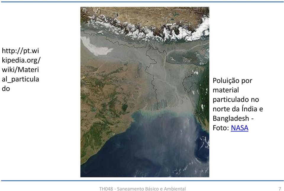 por material particulado no norte da Índia