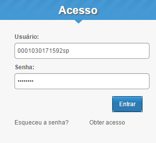 Passo 2: Forma de Acesso Digitar no campo Usuário o número do RA completo (sem pontos e sem hífen) colocando três zeros no início e no final sp e no campo Senha a data de nascimento (com