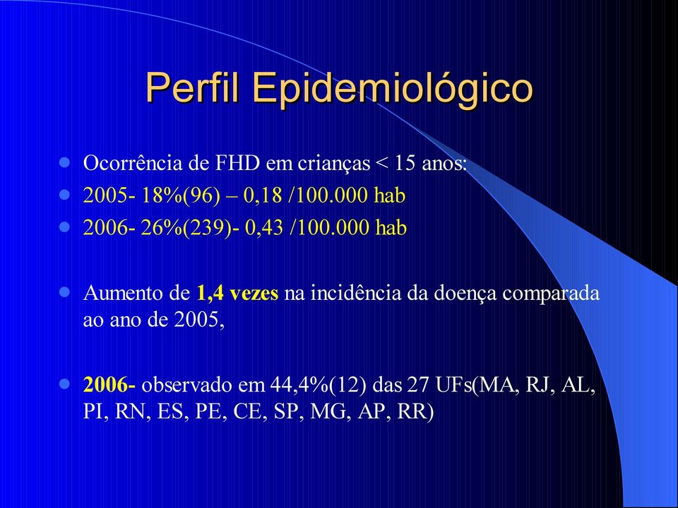 000 hab Aumento de 1,4 vezes na incidência da doença comparada ao ano