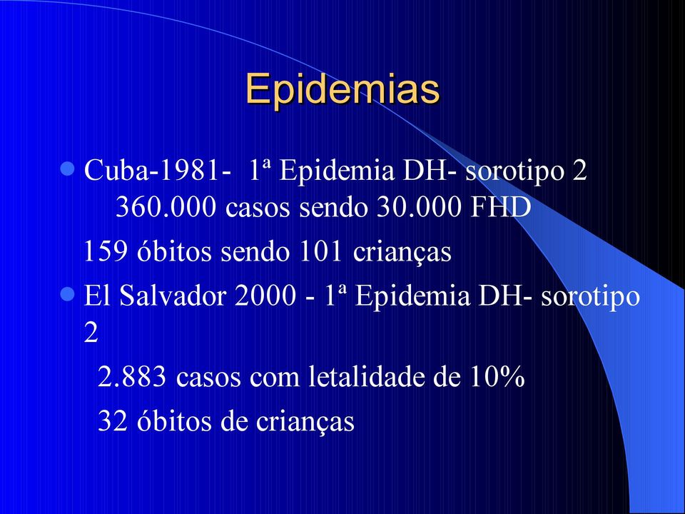 000 FHD 159 óbitos sendo 101 crianças El Salvador