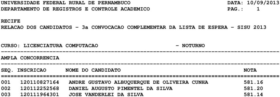 DE OLIVEIRA CUNHA 581.