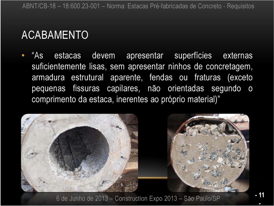 estrutural aparente, fendas ou fraturas (exceto pequenas fissuras