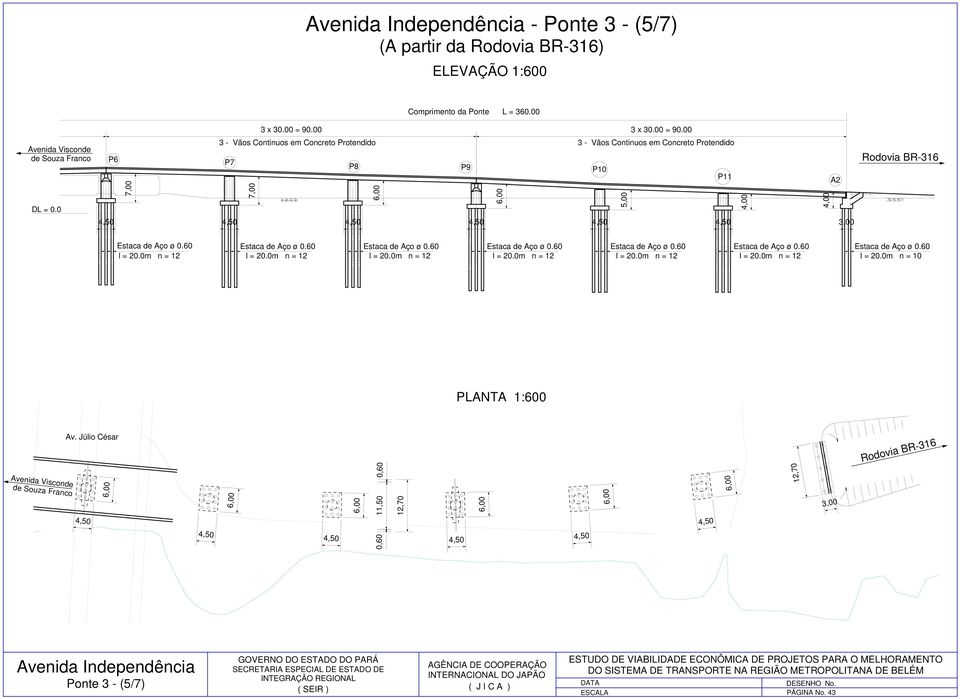 0m n = 12 l = 20.0m n = 12 l = 20.0m n = 12 l = 20.0m n = 12 l = 20.0m n = 12 l = 20.0m n = 12 Estaca de ço ø 0.60 l = 20.0m n = 10 PLNT 1:600 venida Visconde de Souza Franco v.