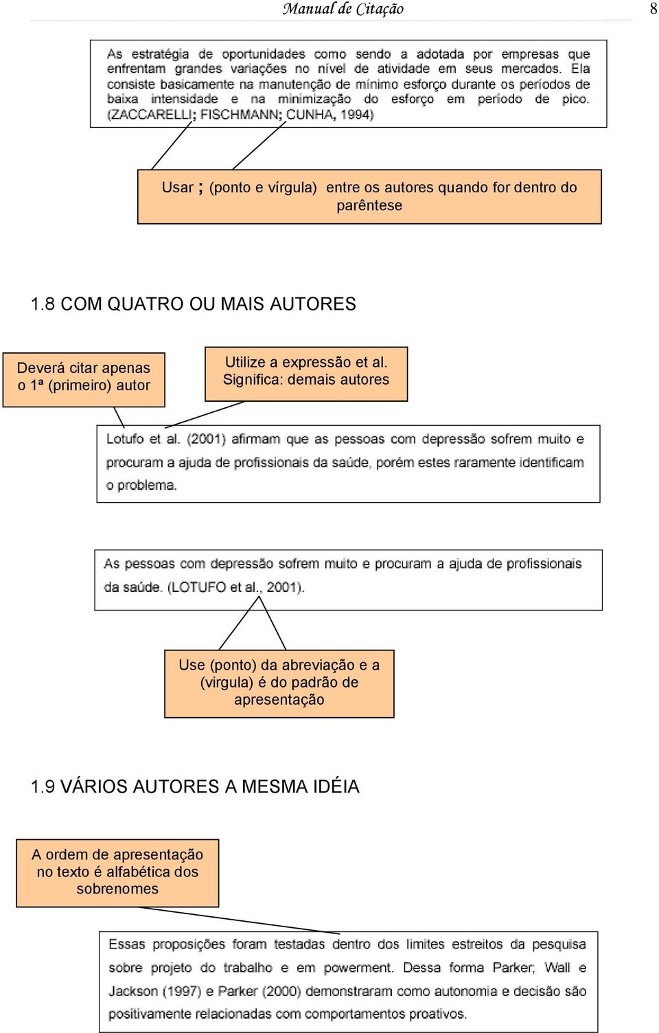 al. Significa: demais autores Use (ponto) da abreviação e a (virgula) é do padrão de