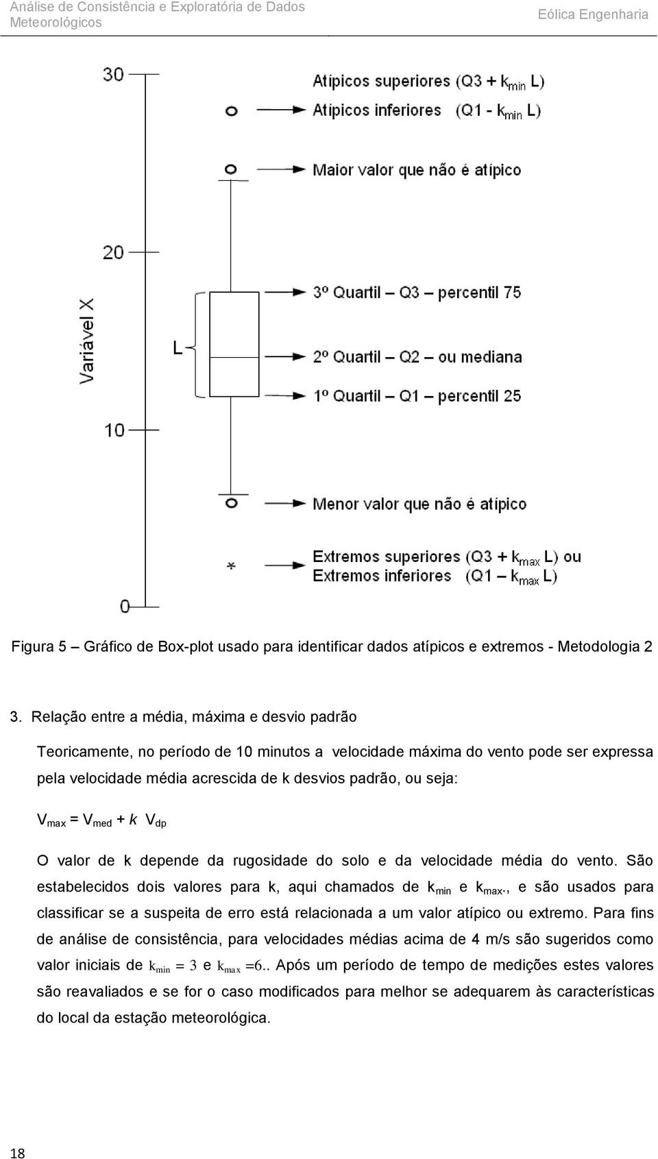 = V med + k V dp O valor de k depende da rugosidade do solo e da velocidade média do vento. São estabelecidos dois valores para k, aqui chamados de k min e k max.